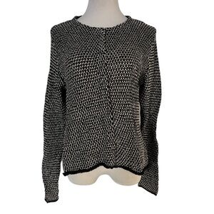 Eileen Fisher Black and White Sweater Blazer, size large